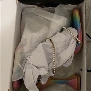 Rainbow colored open toe sandals